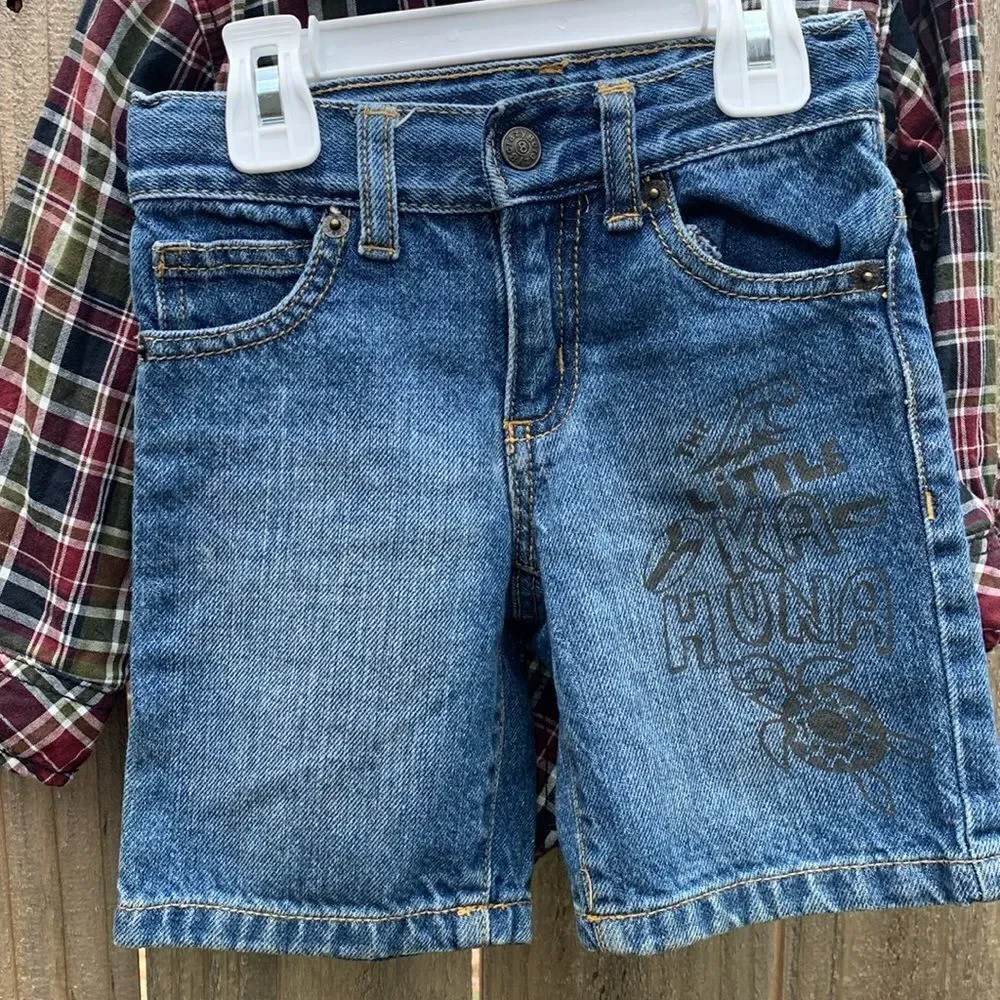 Take 50% OFF- Crazy 8 Blue Plaid and Blue Shorts Boys 2pcs, Size-2